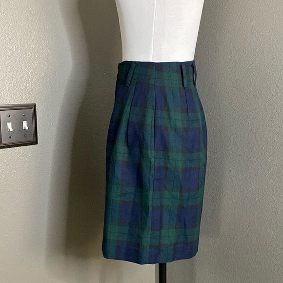 Vintage Express Tartan Plaid High Waisted Shorts Blue Green 90s - Picture 7 of 10